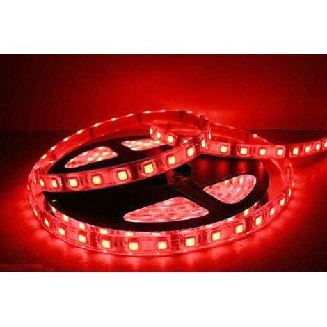 BOBINA STRISCIA STRIP LED 5050 FLESSIBILE 5M ADESIVA LUCE INTERNO ESTERNO IP65 Non applicabile,Rosso e nero