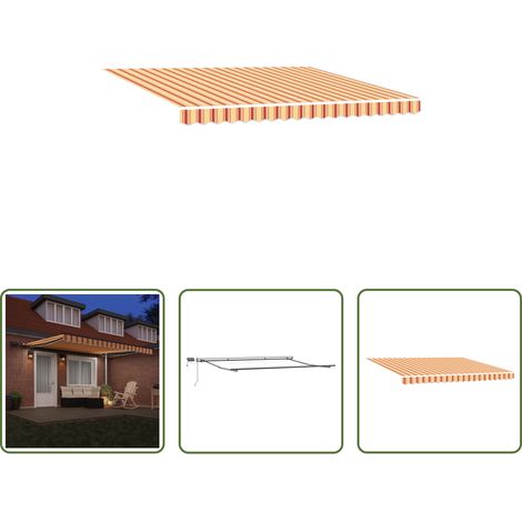 Ombrage extérieur - Auvent Rétractable jaune et orange 400 ×350 cm tissu (1/5)