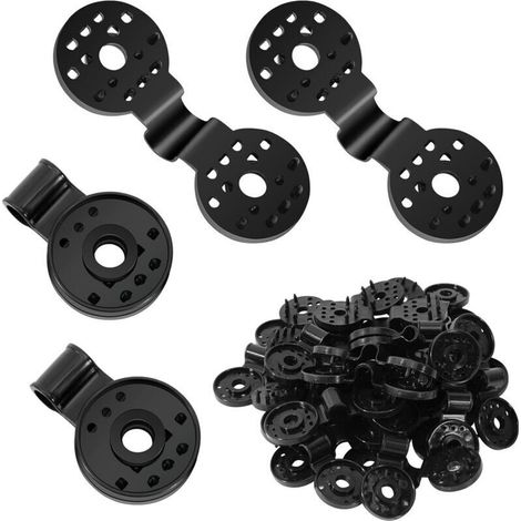Lot de 40 clips ronds en plastique noir pour filet pare-soleil, filet anti-oiseaux, filet de jardin, filet d'ombrage, accessoires pour tissu d'ombrage (1/4)