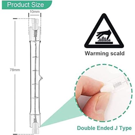 5er-Pack R7S 78 mm 80 W 230 V Halogenlampen – Dimmbar für Arbeits- und Wohnzimmerbeleuchtung – 800 Lumen, 2500 Stunden Lebensdauer (1/5)