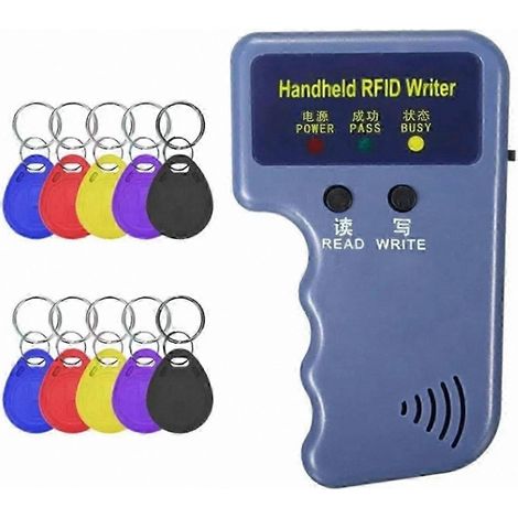 Lecteur/enregistreur RFID portable 125 kHz, équipé d'un porte-clés réinscriptible EM4305 T5577, adapté aux systèmes de contrôle d'accès. (1/5)