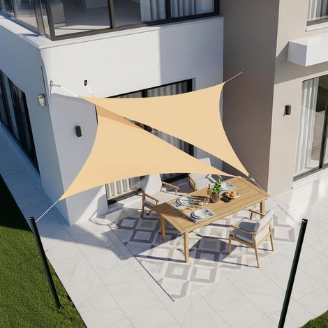 Sonnensegel dreieckig wasserdicht 95 UV Schutz 2x2x2m Sandbeige (1/5)