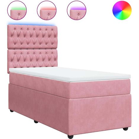 Maison Exclusive - Cama box spring con colchón terciopelo rosa 90 (1/5)