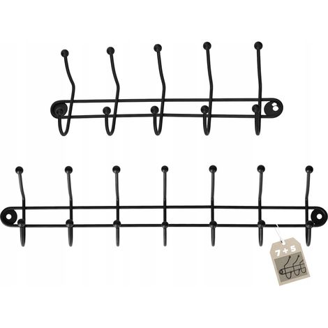 KADAX Wandgarderobe-Set, 7 und 5 Haken, Schwarz