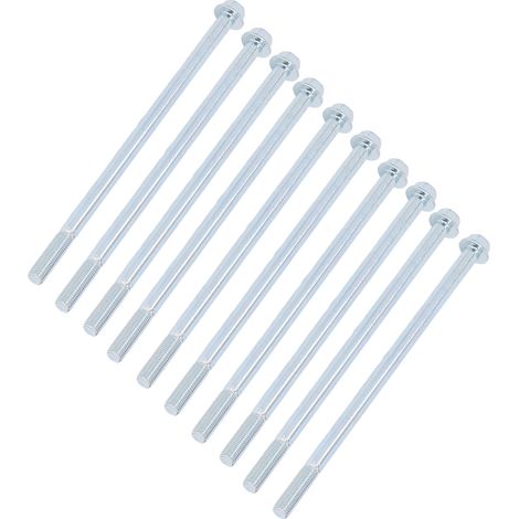 10 Stück Halbgewindeschrauben, Feingewinde, Kohlenstoffstahl, robuste, verlängerte Sechskantschrauben mit Halbzahnung 10x210 (1/5)
