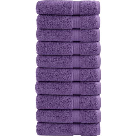 Serviettes de douche haut de gamme SOLUND, lot de 10, violettes, 70 x 140 cm, 600 g/m²