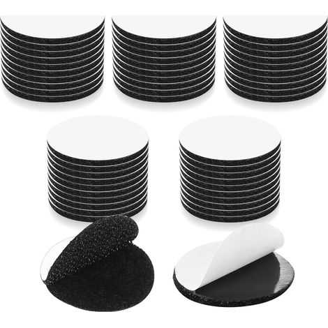 50 pièces de ruban adhésif double face résistant, crochets et anneaux, ruban adhésif double face rond à pastilles de 30 mm pour l'école, la maison, le bureau, les sols, les murs et le bricolage.
