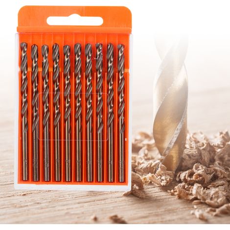 Jeu de 10 forets hélicoïdaux en acier rapide HSS M35, diamètre 3/16 pouce, outils de perçage professionnels pour métal, lot de perçage robuste et durable. (1/5)