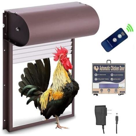 Automatic Chicken Coop Door, Programmable Automatic Chicken Coop Door, Motorized Metal Roller Blind, Chicken Coop Door, Multiple Modes, with Light Sensor, Timer Control (1/3)