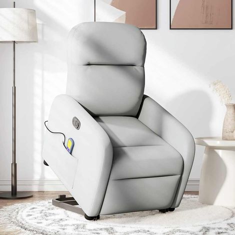 Maison Exclusive - Poltrona Alzapersona Massaggi Elettrica Grigio Nuvola Tessuto