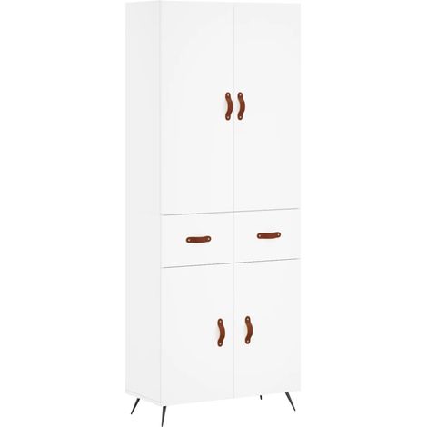 Aparador cómoda mueble de almacenaje organizador cocina salón salón alto 695 x 34 x 180 cm madera de ingeniería blanco 020032671