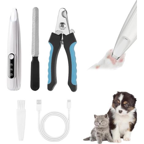 Tondeuse à Pattes, Tondeuse Patte Chien Entre Coussinets, Portable Trimmer, Rechargeable par USB, avec Lumière LED, Étanche, Extra Silencieuse, pour Yeux, Oreilles, Visage (1/5)