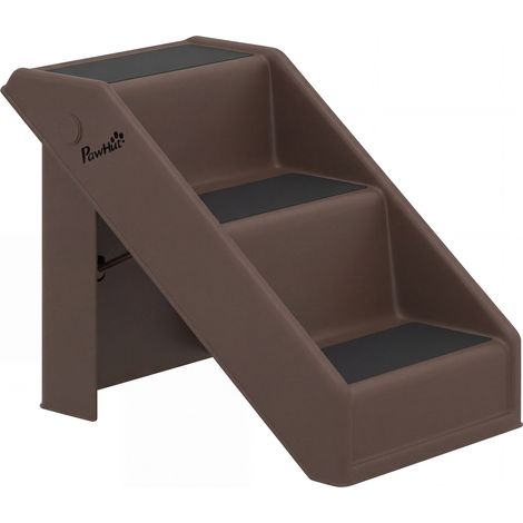 Scaletta per Cani e Gatti 53x30,5x36,5 cm con 3 Scalini Antiscivolo in PP e EVA Marrone (1/5)