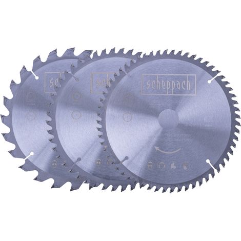 Scheppach Set de lames de scie circulaires HW - Ø 210 mm - 24/48/60 dents - Alésage 30 mm - Pour bois massif, matériaux revêtus et plastique