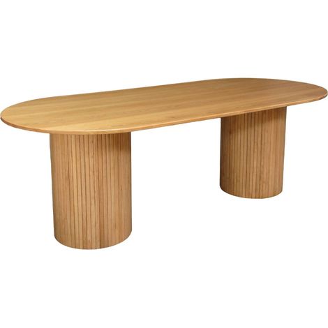 Oval Dining Table in Rubberwood and Oak Veneer – Natural Finish, Seats 8 – L 220 x W 100 x H 73 cm – Estelle