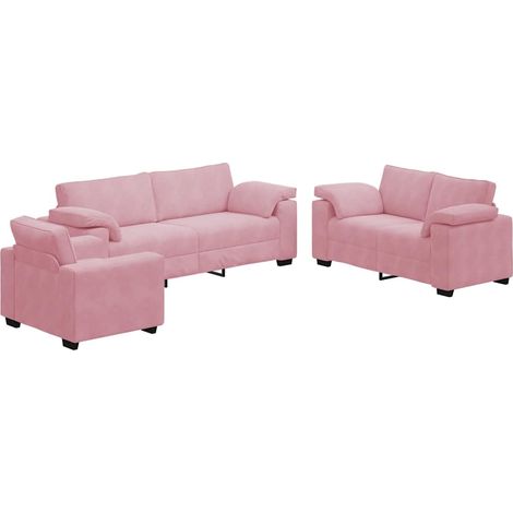 Maison Exclusive - Set di Divani 3 pz con Cuscini rosa in Velluto