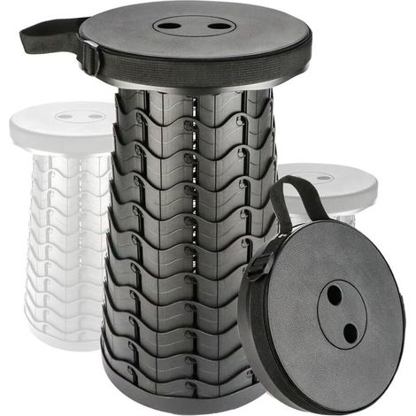 Teleskophocker, tragbarer Klapphocker, leichter Ausziehhocker, Outdoor-Klappstuhl, Campinghocker, tragbarer Hocker zum Wandern/Angeln/Reisen/Grillen/Garten (1/4)
