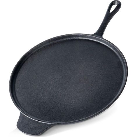 SART脡N DE HIERRO FUNDIDO DE 30 CM PARA FRE脥R PANQUEQUES, PIZZAS, HUEVOS, TORTILLAS, (1/3)
