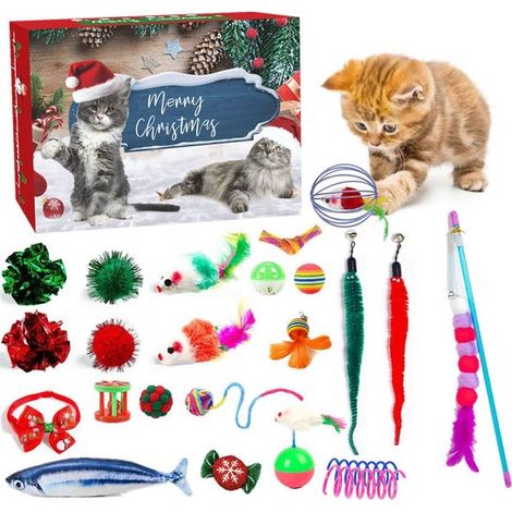 Jouet pour Chats - Cadeau de Noël - Compter jusqu'à Noël - 24 pièces Calendrier de l'Avent Chat Noël 2025 (1/5)