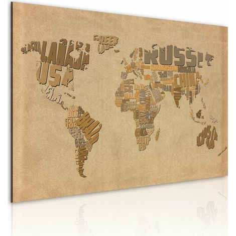Tableau ancienne carte du monde - 90 x 60 cm (1/4)