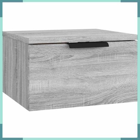 Table de chevet murale - 817090 - Sonoma gris - 34 x 30 x 20 cm - Lot de 2 (1/5)