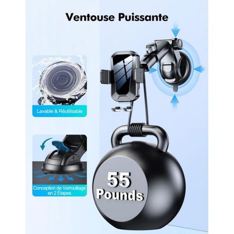 Support Telephone Voiture Induction [Alignement Auto] 15W Chargeur Induction Voiture Rapide, Rotation à 360° Accroche Telephone (1/5)