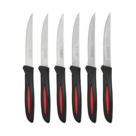 EDM – Couteaux à viande 6 pièces en acier inoxydable – Lames affûtées pour découpe précise – Manches ergonomiques colorés – Compatible lave-vaisselle