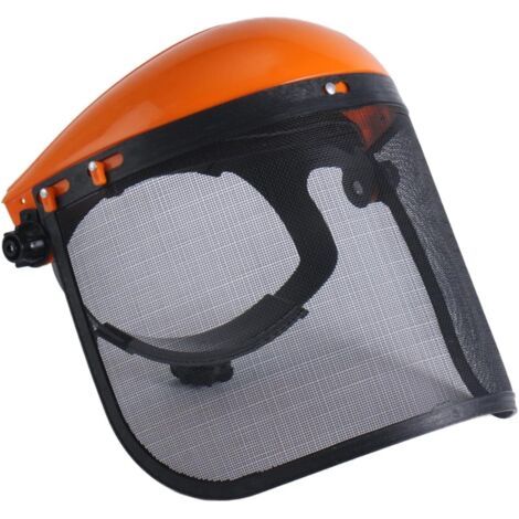 Protection contre la tronçonneuse avec visière en maille métallique Bonne ventilation Bandeau réglable durable Léger pour les travaux en extérieur, orange (1/5)