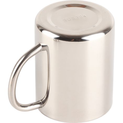 Mug à café minimaliste et élégant en acier inoxydable, grande capacité (400 ml), avec couvercle, idéal pour la maison. (1/5)