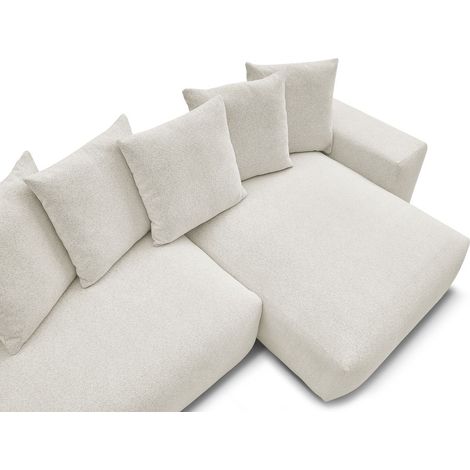 BOBOCHIC - Canapé d'angle réversible convertible coffre VOLTAIRE tissu chiné avec pouf   Blanc (1/5)