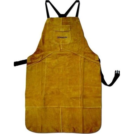 Stanley – Tablier de soudure en cuir épais – Attaches ajustables – Protection optimale pour soudeurs – Poche centrale pour outils (1/3)
