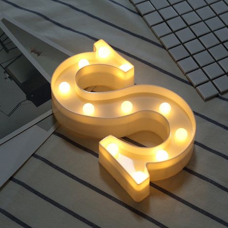 Lettre Lumineuse LED - Lettre Alphabet En Plastique Blanc - Pour Décoration Intérieure Mariage Fête Noël Bar - 22 x 18 x 4,5 cm - 2 Piles AA Requises (1/3)