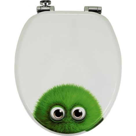 Sedile wc copri vater universale frizionato fantasia in mdf chiusura rallentata fantasia green sponge - confezione 1