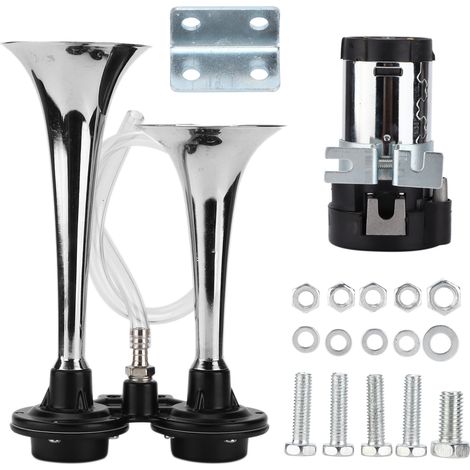 Double klaxon 12 V, 150 dB, bobine en cuivre avec compresseur, pour voitures, SUV, motos, bateaux et bus (1/5)