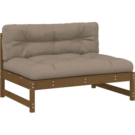 Canapé central 120x80 cm marron miel bois de pin massif (1/5)