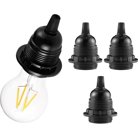 3pcs Douille E27 Noir,Douille E27 a Visser en Plastique,Abat-jour Bague Connecteur Adaptateur Base,Support de Lampe de Rechange,pour Lampe de Table,Lampadaire ou Plafonnier (1/5)