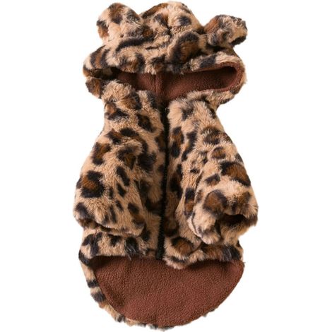 Sudadera con capucha de forro polar con estampado de leopardo de Aosijia para perros, abrigo para perros, chaqueta de invierno abrigada para perros pequeños, disfraz para mascotas, talla S, marrón. (1/4)