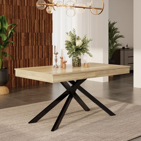 Tavolo allungabile 140/180 x 80 cm, MDF, effetto rovere, DESVIAE (1/5)