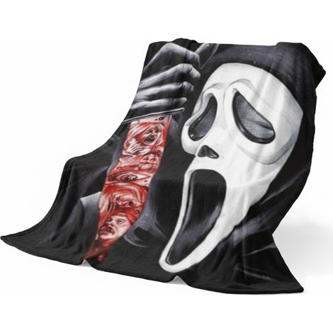 Manta Horror Ghostface - 150 x 200 cm - Tela Microfibra Poliéster - Para Sofá Cama Cine Nocturno - Adultos Adolescentes (1/5)