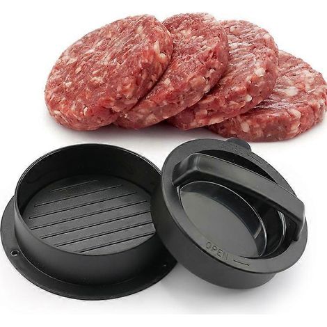 Moule à steak haché, moule à galettes, moule à viande hachée, ensemble noir de 2 pièces (1/4)
