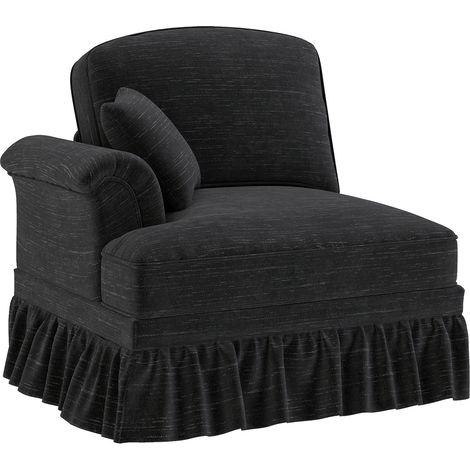 DESMIU Canapé d'angle LSF avec Coussin, Dossier Segmenté, Ruffle Déhoussable, en Chenille Noir (1/2)