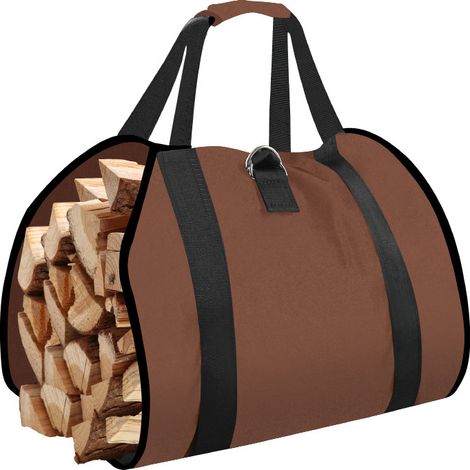 Robuster, wasserdichter Holztragesack mit Griffen, großer Holztragesack für Kamine, braunes Zubehör für Innenöfen