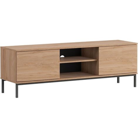 Mueble TV Lomsore 101, Luminoso madera, Número de puertas: 2, Número de cajones: 0, 150x50x41cm