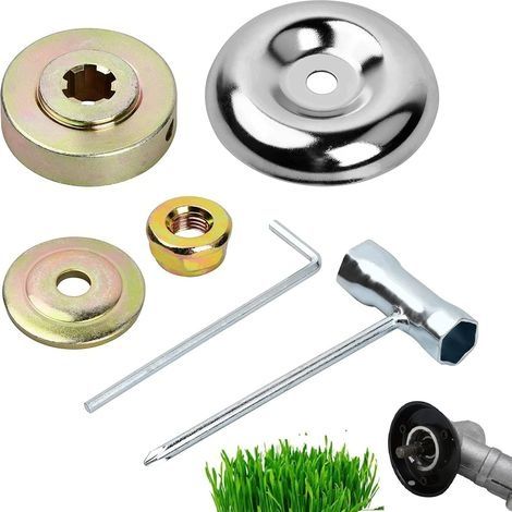 Universelle Kit Fixation écrou Lame Boîte,Tête de Débroussailleuse Universelle Accessoires,6 Morceaux Kit Ecrou Tete Debroussailleuse,Lames de Boîte Vitesse Métal,Pour Tondeuse à Gazon Brosse Cutter (1/5)