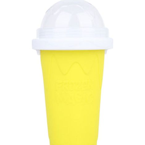 Quick Frozen Cup, tragbarer Isolierbecher, durstlöschend, aus Silikagel, für selbstgemachte Smoothies, gelb, 400 ml (1/4)