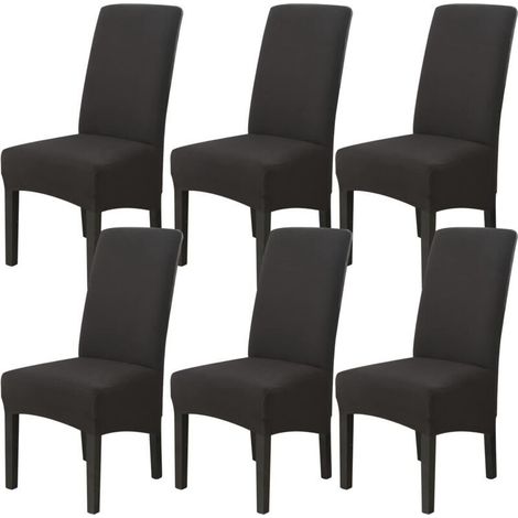 Set of 6 dining room chair covers (black), stretchable chair covers, large universal size, washable, easy to clean, for dining and living rooms