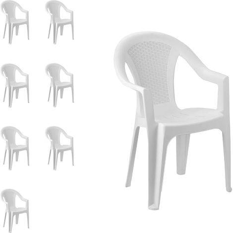 8 Stück Stapelstuhl Ischia Rattan-Optik Weiß-MISC128BI-8 (1/2)