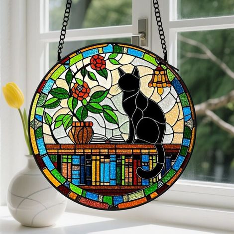 Capteur de Soleil en Vitrail Décoration Spirituelle pour Maison 15cm (1/4)
