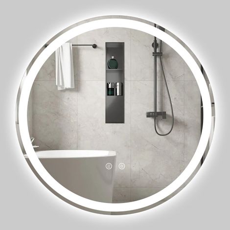 Runder LED-Badezimmerspiegel (60 cm) mit einstellbarer Helligkeit