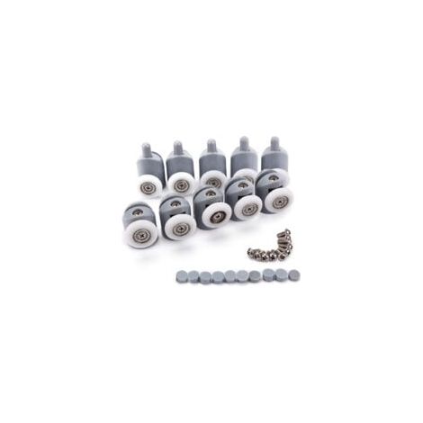10pcs Porte de Douche Galet Ajustables Dual Rouleau Roulettes Cabine de Douche pour Salle de Bain 25mm 5 Supérieures et 5 Inférieure (1/5)